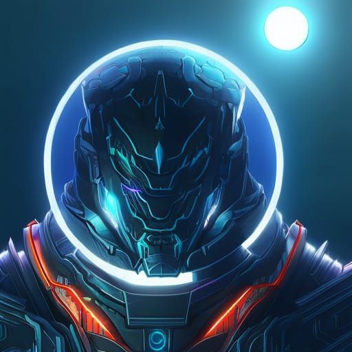 Cyberpunk Man Portrait with Neon Lights