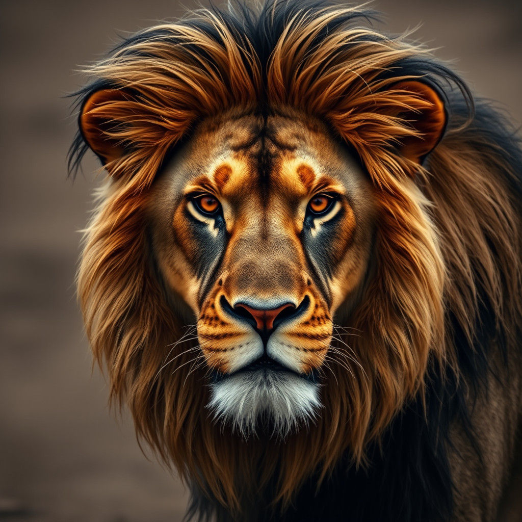 Majestic Lion Close-Up with Flowing Mane