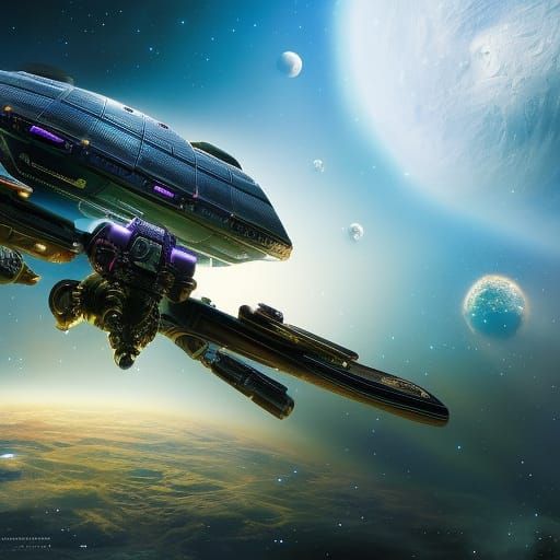 Stoneflies in Cyberpunk Starscape Digital Illustration