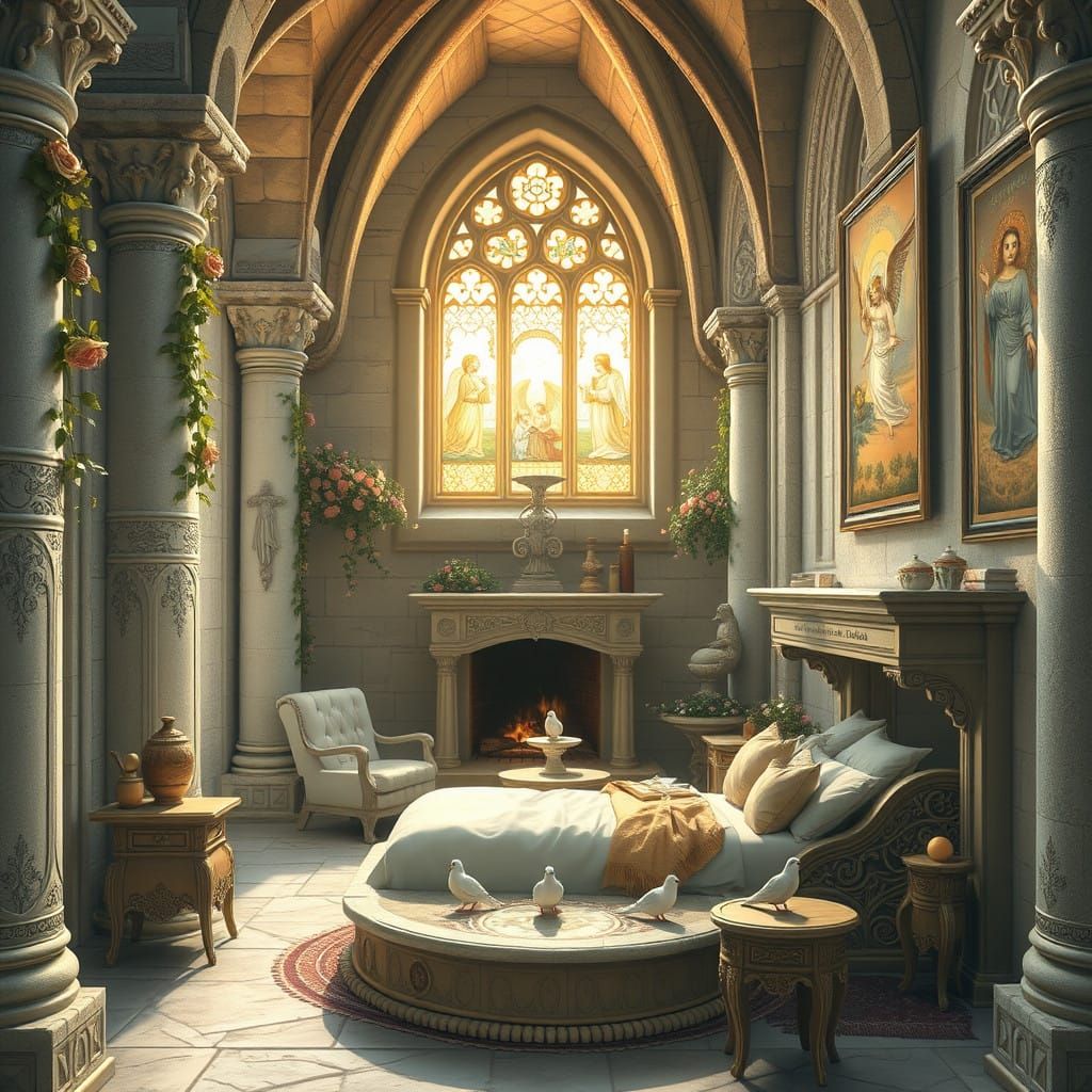 Medieval Princess's Serene Sanctuary in a Renaissance Castle