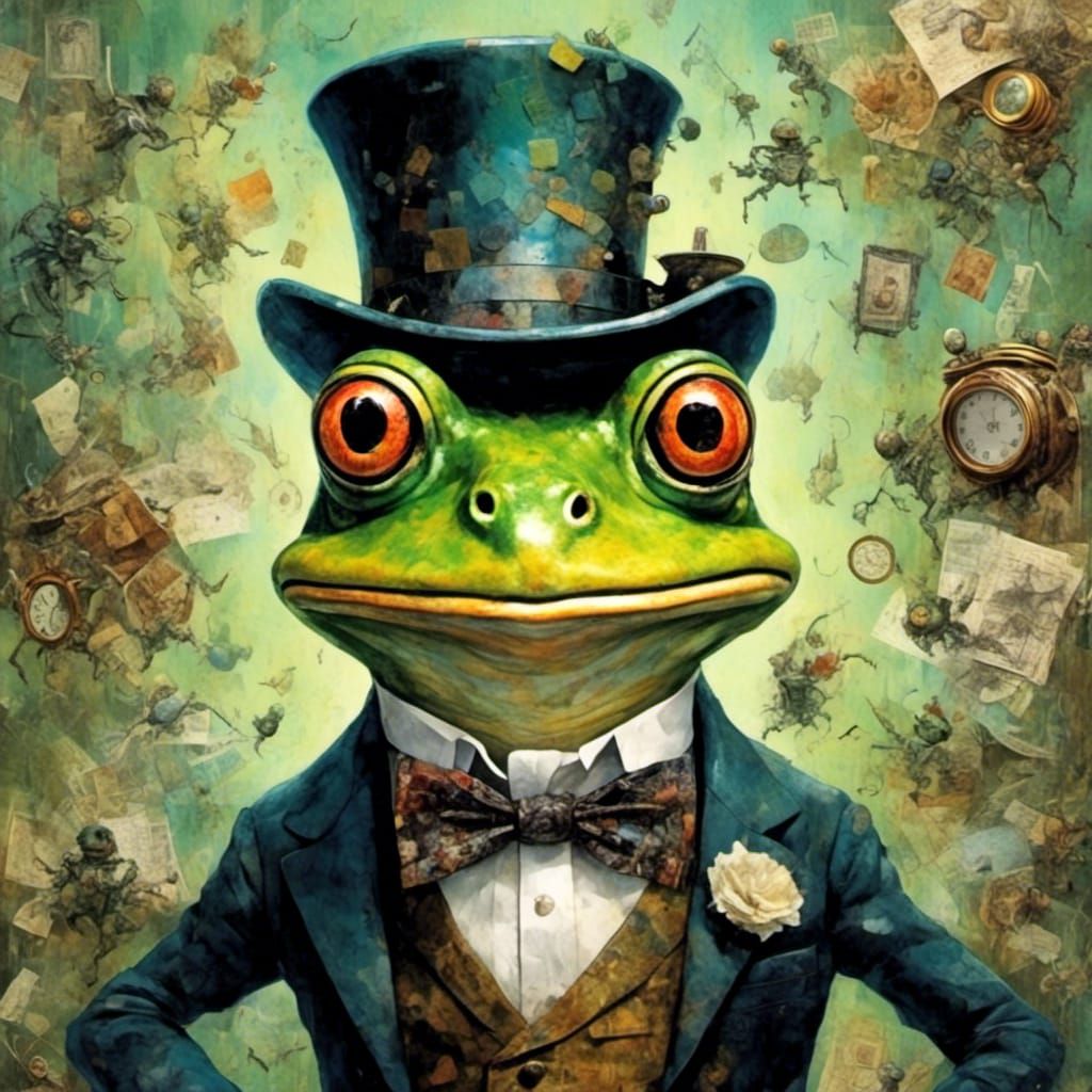 Steampunk Frog in Top Hat
