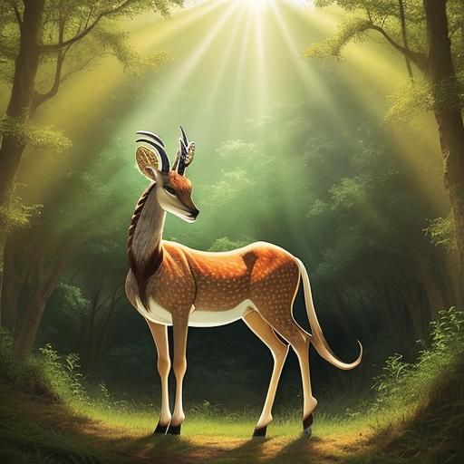 Gazelle in Forest with Divine Light
