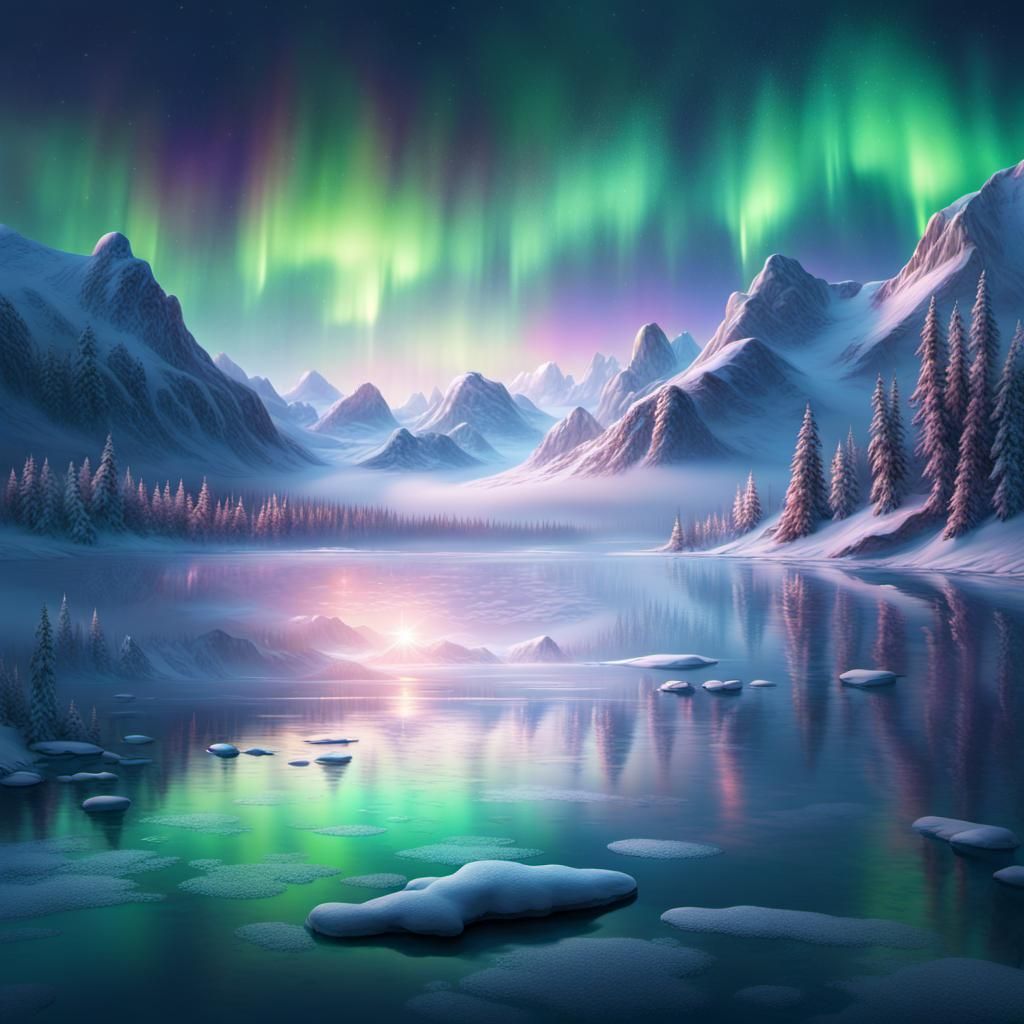 Surreal Winter Wonderland Glows with Ethereal Northern Light...