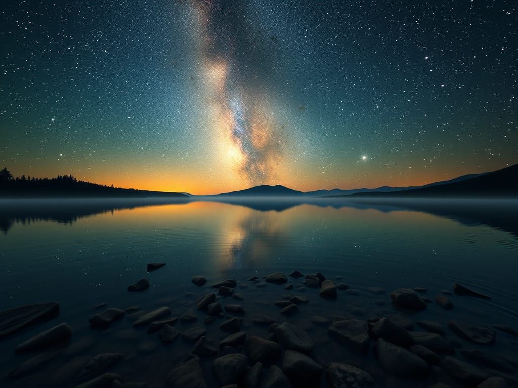 Flooded Poly Lake Under a Dim Starlit Sky