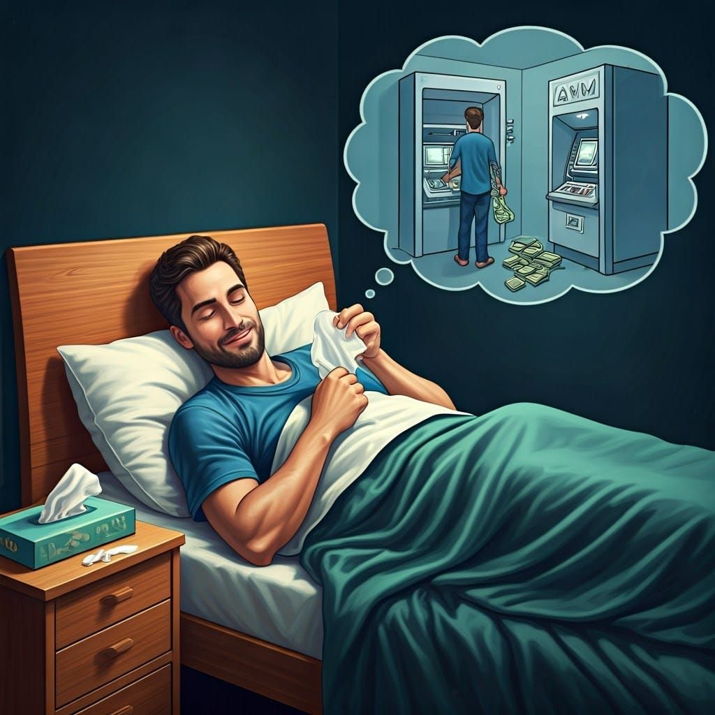 Handsome Man Dreams of ATM Withdrawal