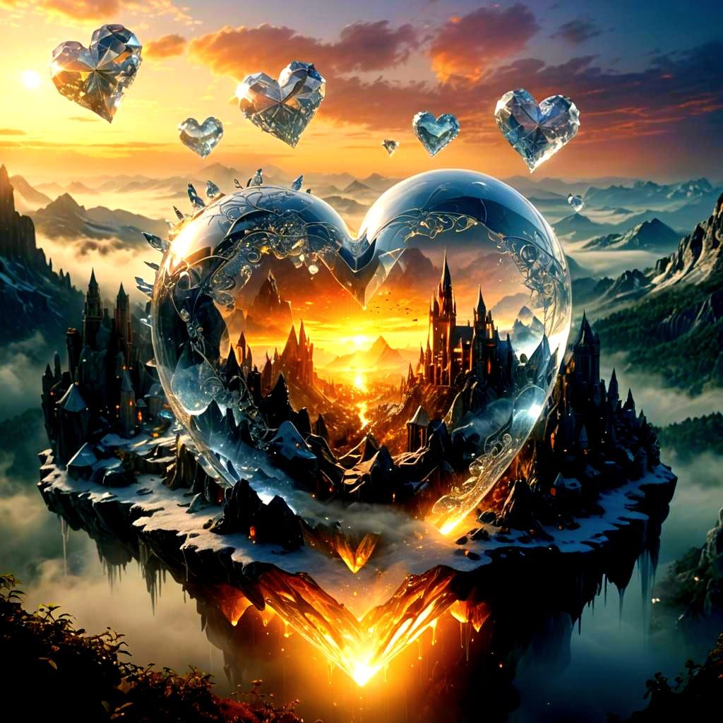 Crystal Heart: Ethereal Digital Painting