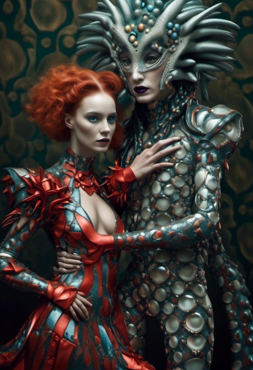 Smiling Aliens Party: Hyperrealistic Photography