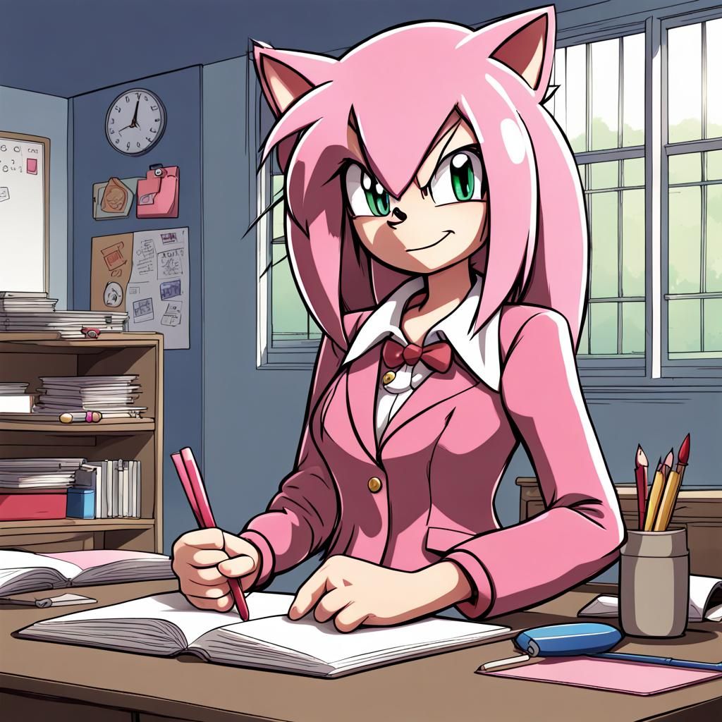 Amy Rose as Anime School Teacher