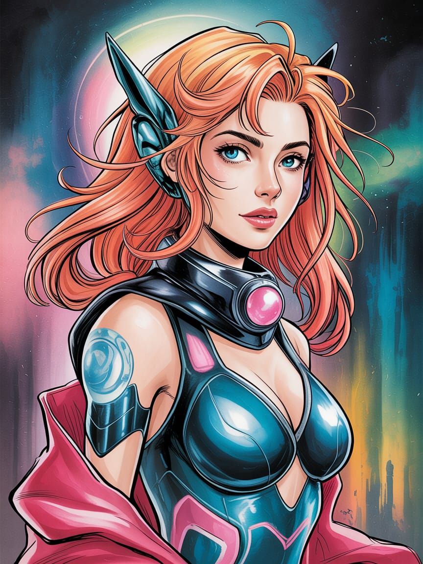 Sci-Fi Aphrodite in Manga Comic Book Style