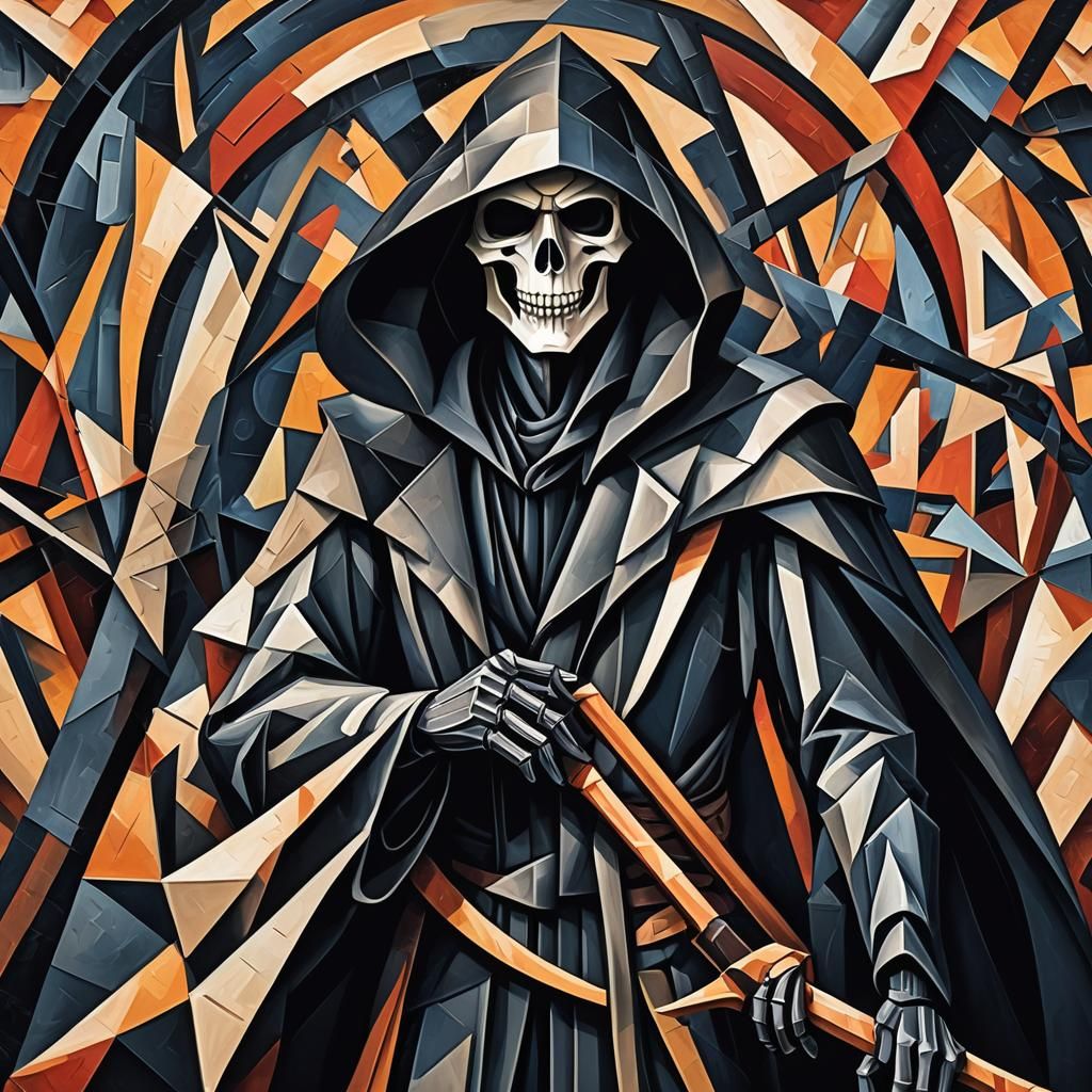 Cubist Grim Reaper in Art Deco Style