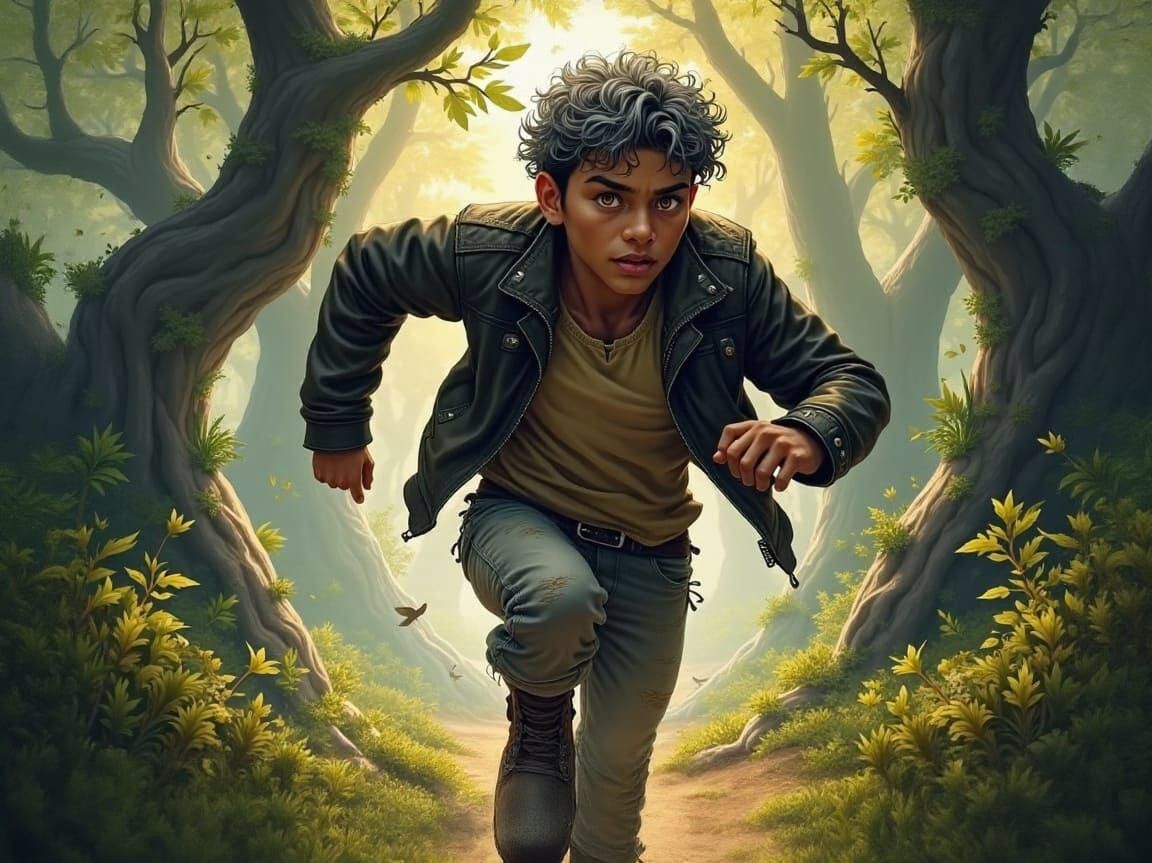 Gothic Youth in Ancient Forest