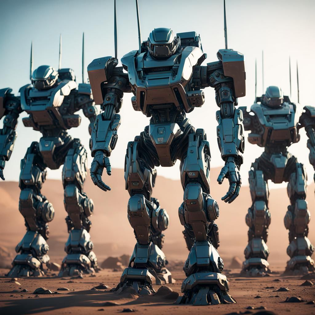 Futuristic Mech Soldiers in Epic Sci-Fi Battle
