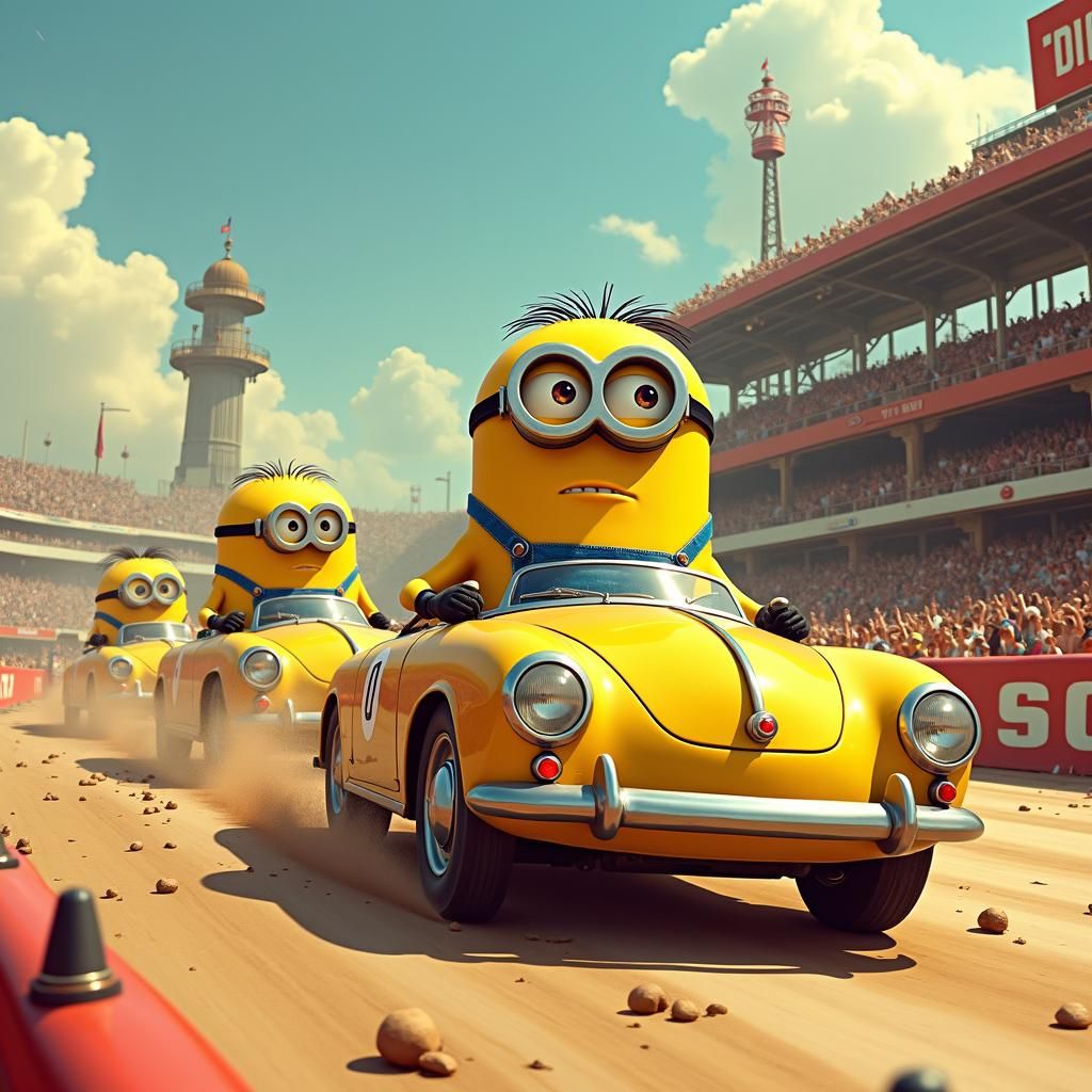 Minions Cause Demolition Derby Chaos in Pinto Cars