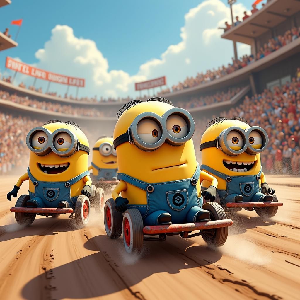Minions' Demolition Derby: A Cartoon Caricature