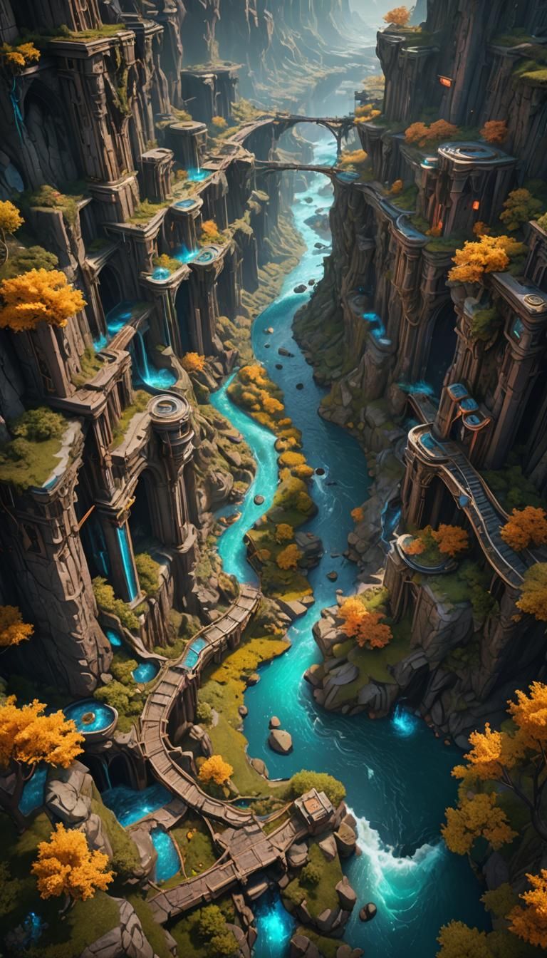 Fantastical River of Energy in Detailed Matte Painting