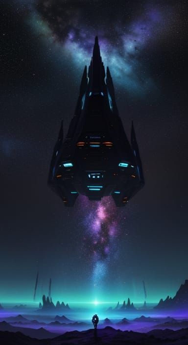 Space Opera: Ornate Ship Near Alien Planet