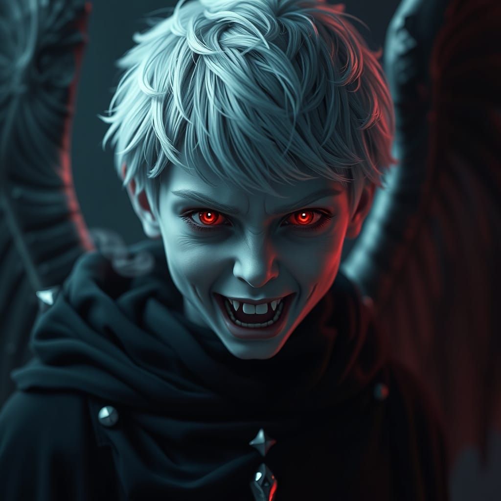 Creepy Ghost Boy with Diamond Eyes in Dela Cabra Style