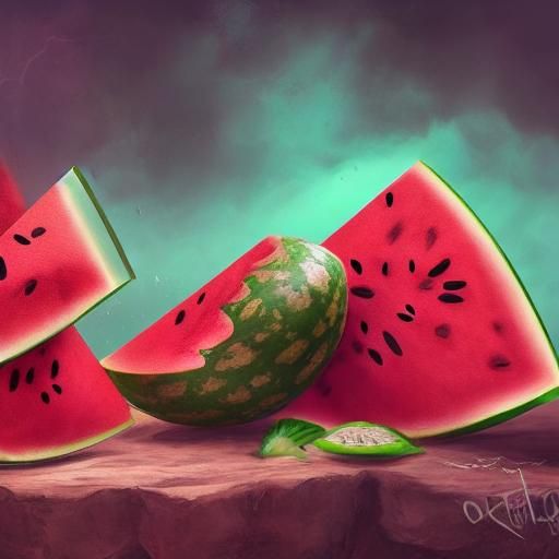 Scary Face Watermelon: Detailed Digital Matte Painting