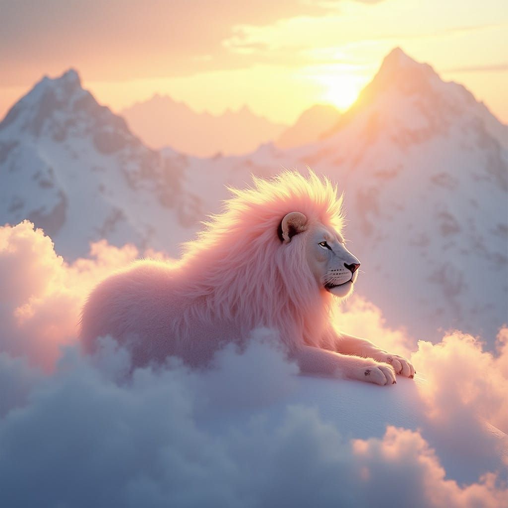 Majestic Lion Reigns in Heavenly Sunrise