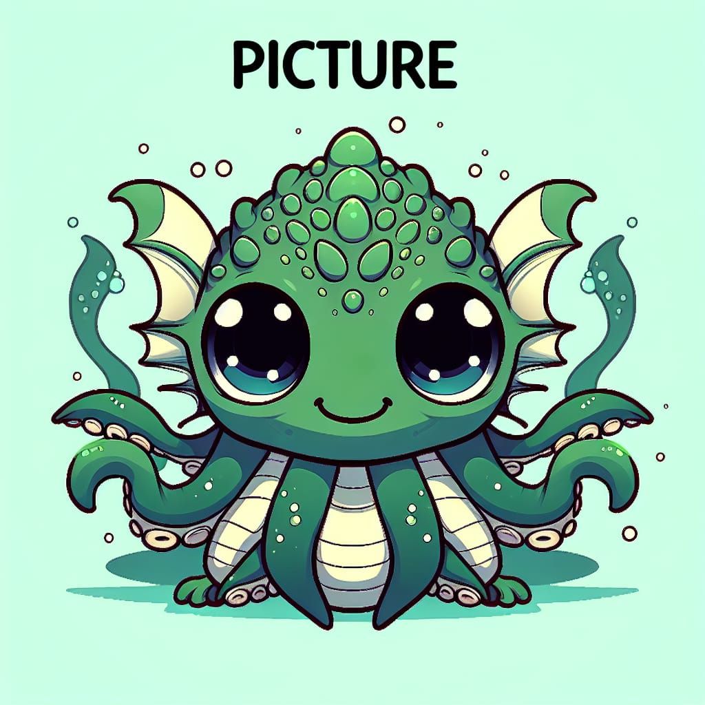 Cute Cartoon Cthulhu with Expressive Eyes
