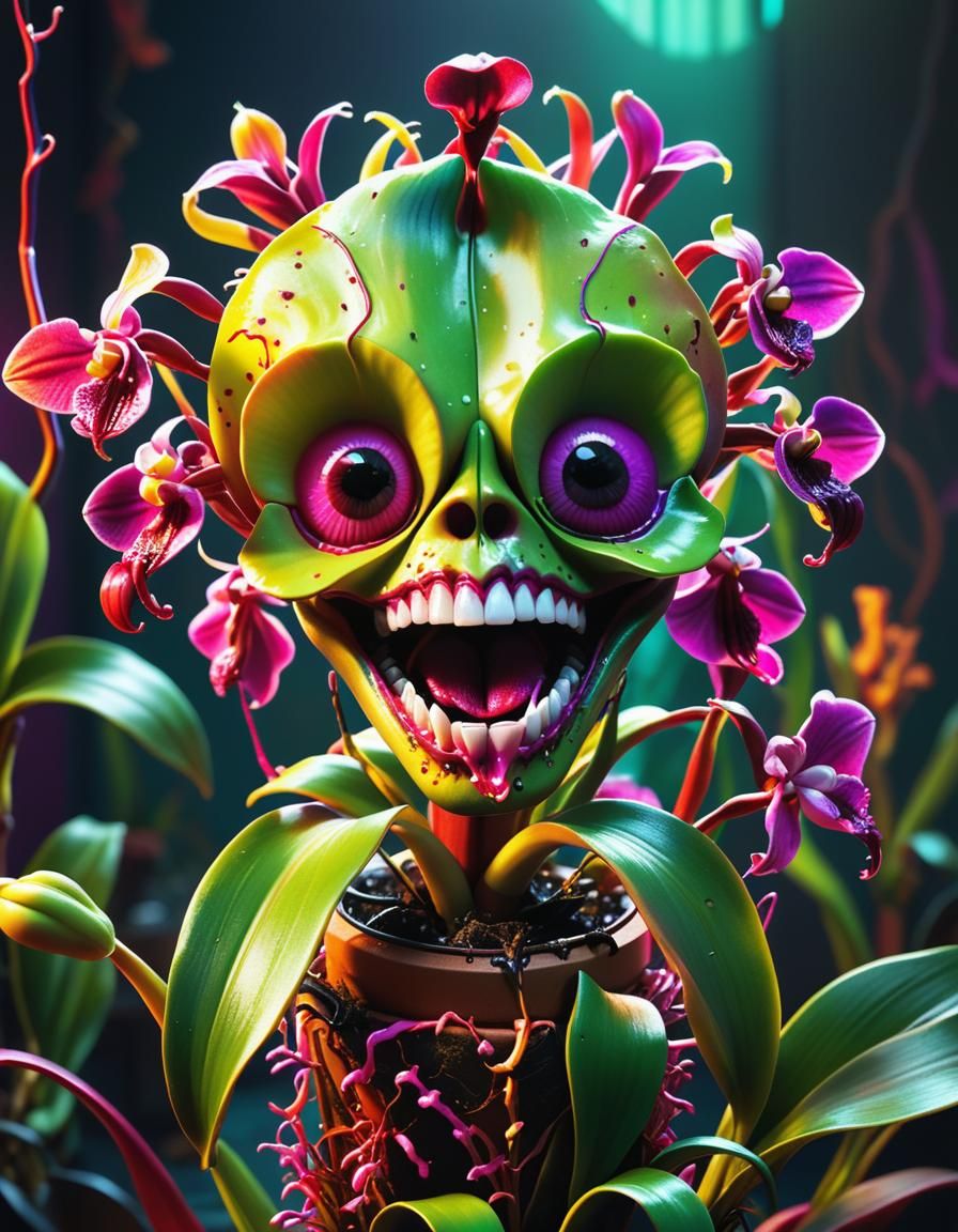 Cannibal Orchid Plant in Hyperrealistic Concept Art