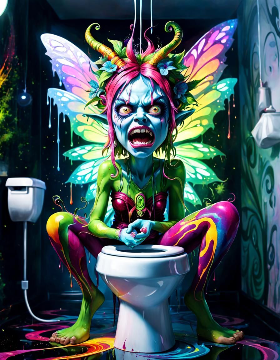 Angry Fairy on Toilet: Psychedelic Art