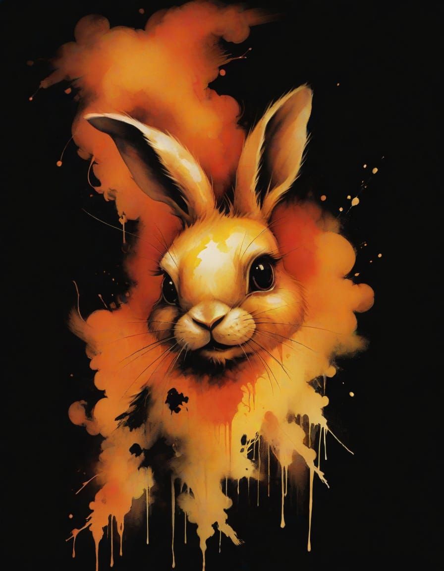 Creepy Rabbit Illustration in Stephen Gammell Style