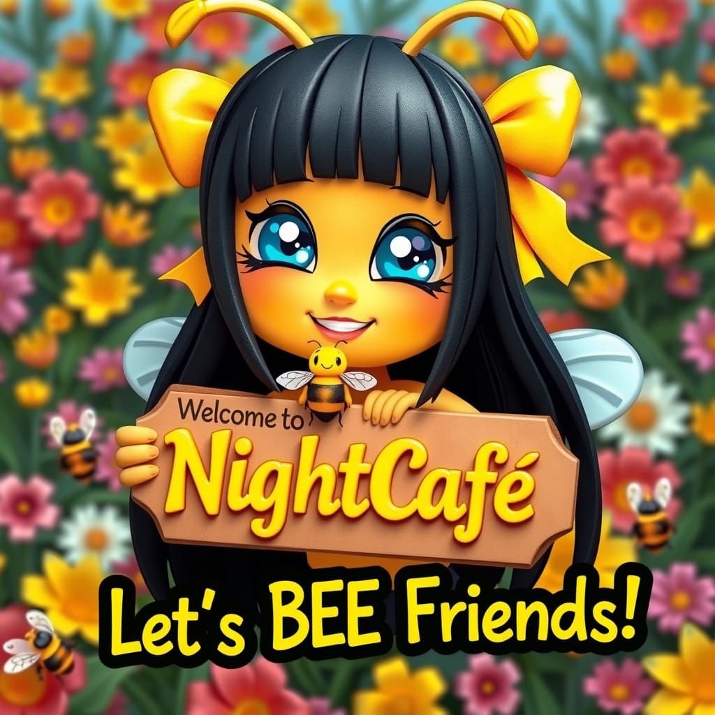 Origami-Inspired Bumblebee Goddess in Whimsical Floral Wonde...