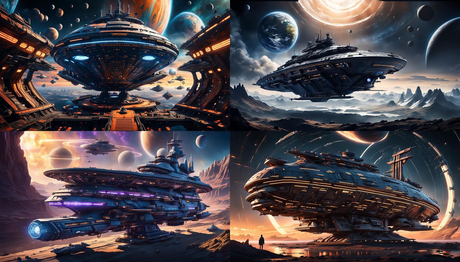 Epic Cinematic Digital Painting of Jedi Ship Orbiting Mycrof...