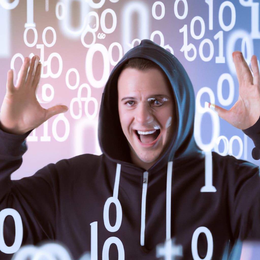 Futuristic Vision: Man's 'Aha Moment' with Binary Code