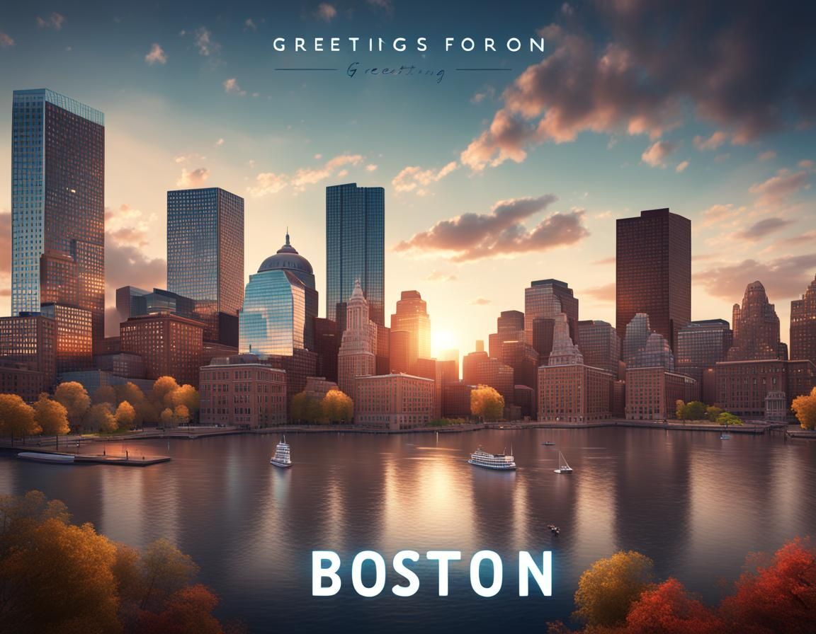 Boston Skyline Postcard: Greetings from Boston