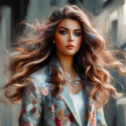 Elegant Lady Portrait in Digital Painting Style