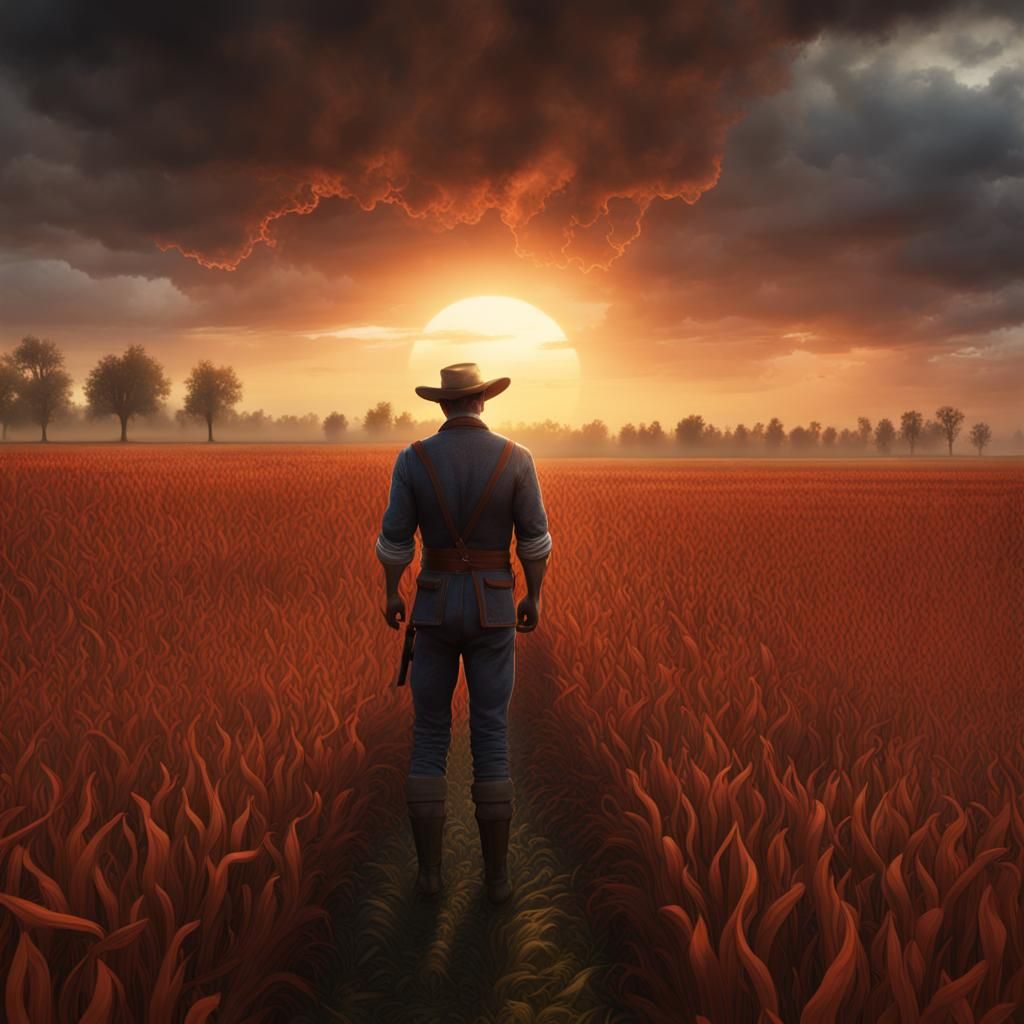 Discouraged Farmer in Field: Matte Painting Concept Art
