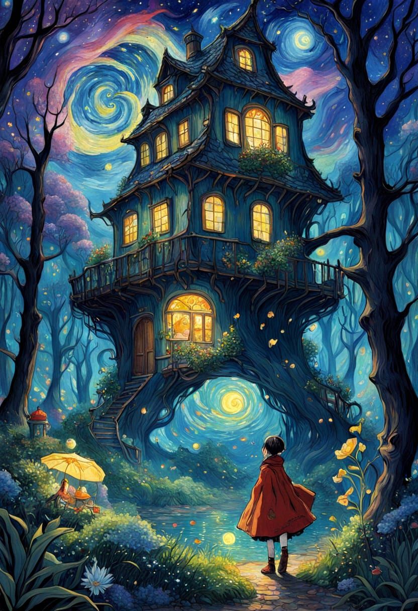 Whimsical Sci-Fi Fantasy Landscape Illustration