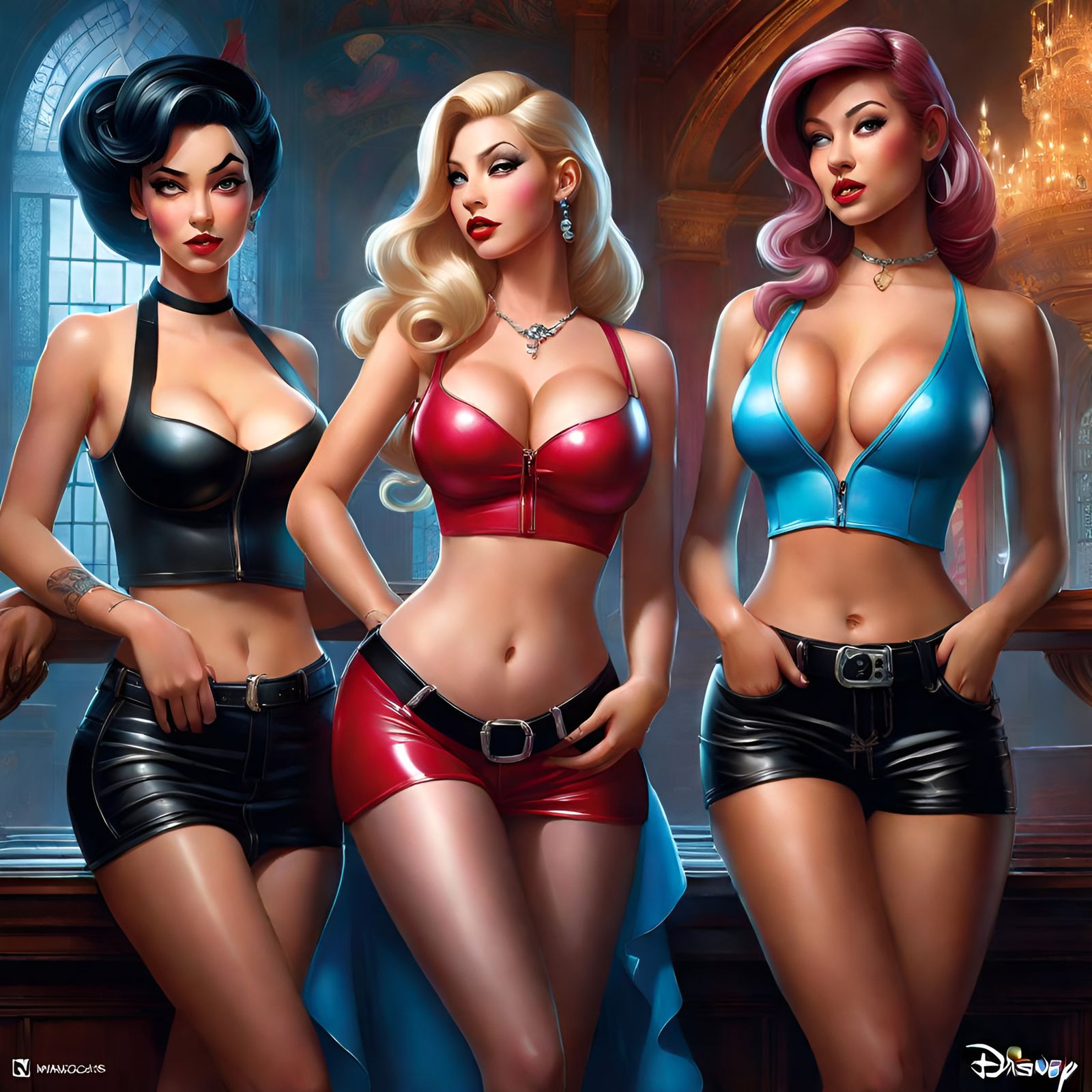 Disney Princesses as Delinquents in Hyperdetailed Fantasy Ar...