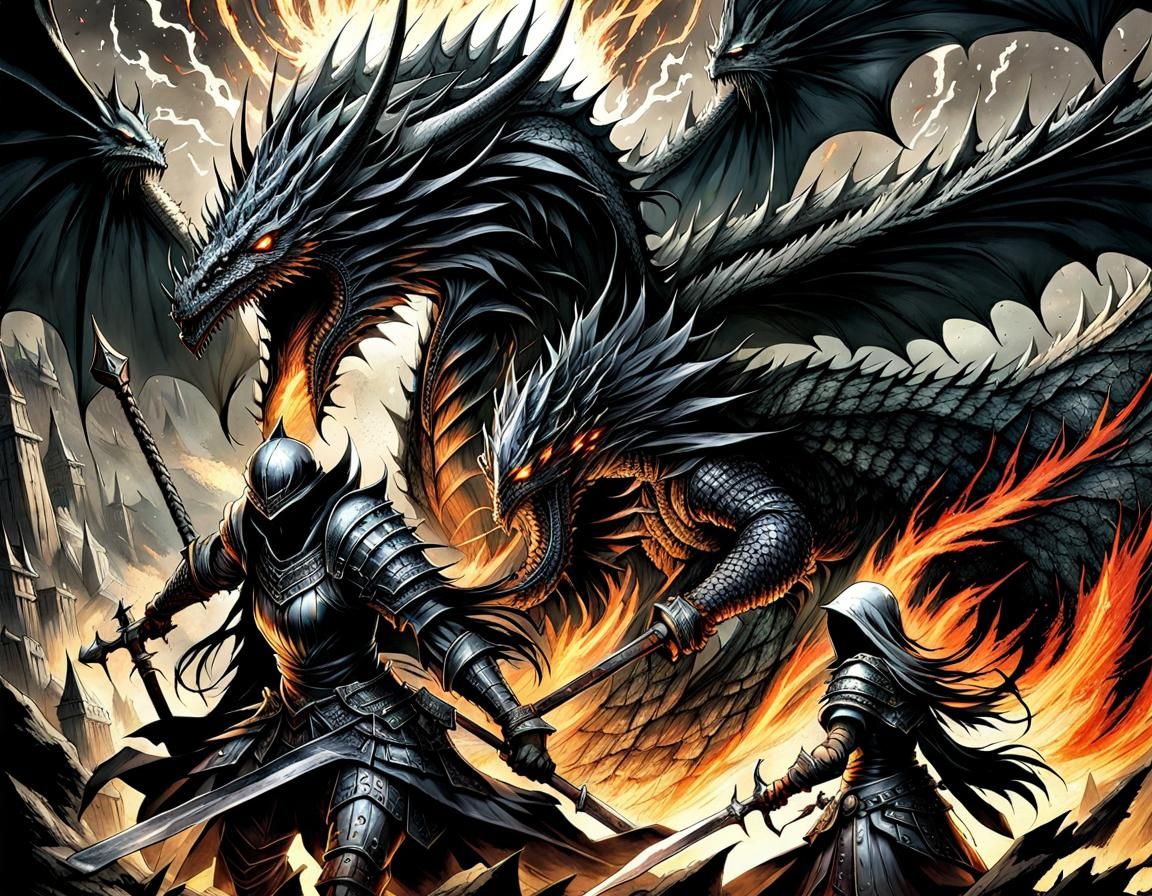 Witch of Izalith Attacks Dragons in Manga Style