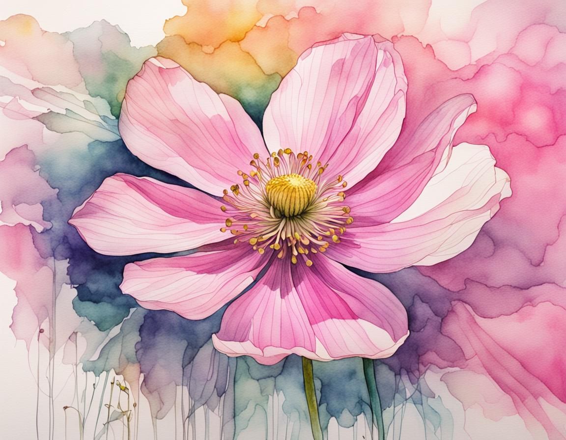 Pink Windflower in Iridescent Bloom