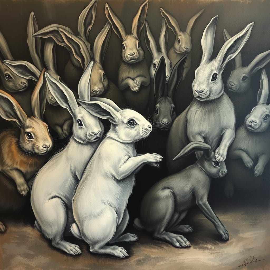 Surreal Rabbits in a Dali-esque Melting Dreamscape