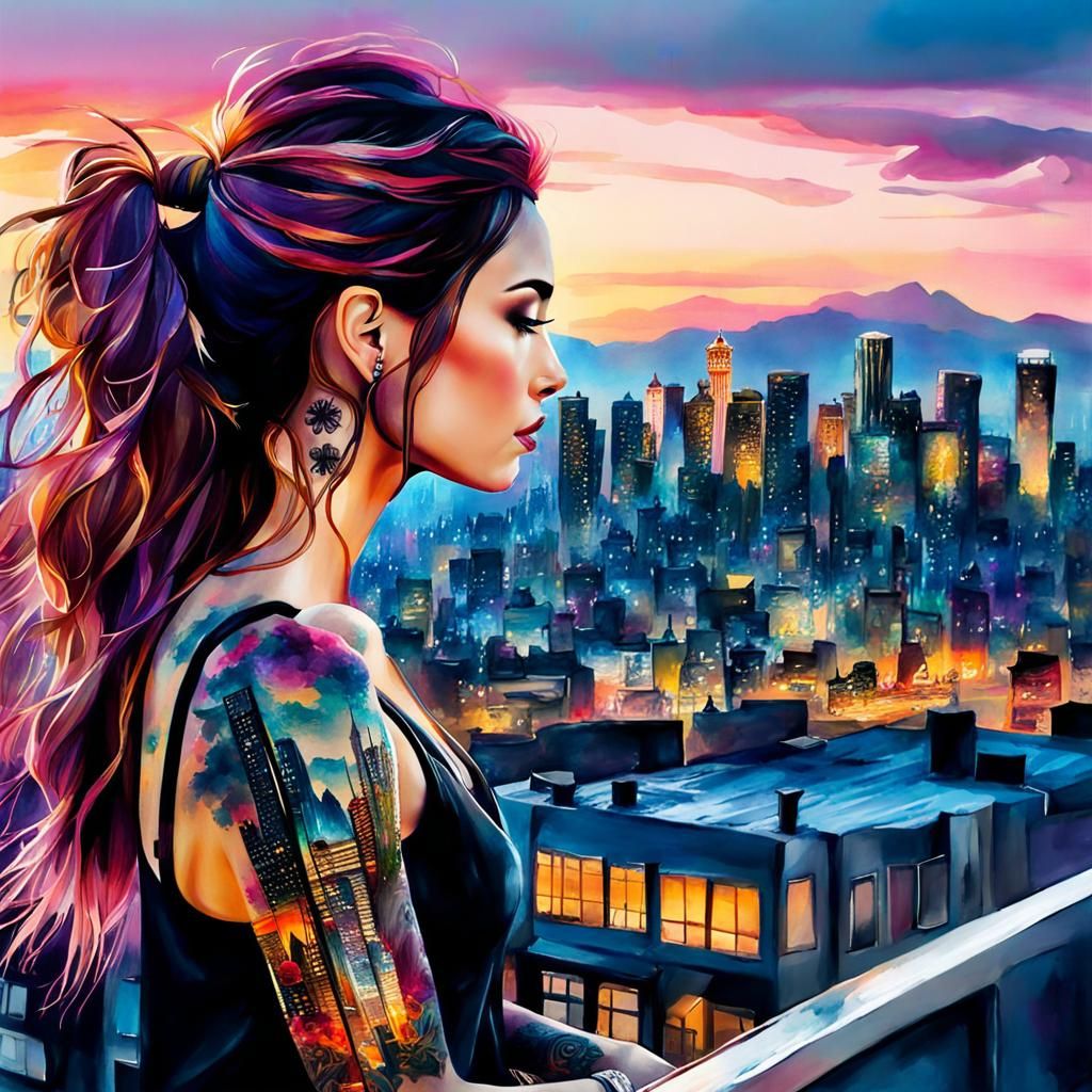 Gorgeous Tattooed City Girl. 2