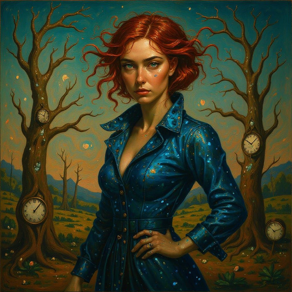 Surreal Woman in Dreamlike Garden: Vintage Photograph