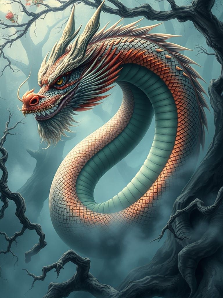 Mystical Dragon Amidst Whispers of Ancient Forest