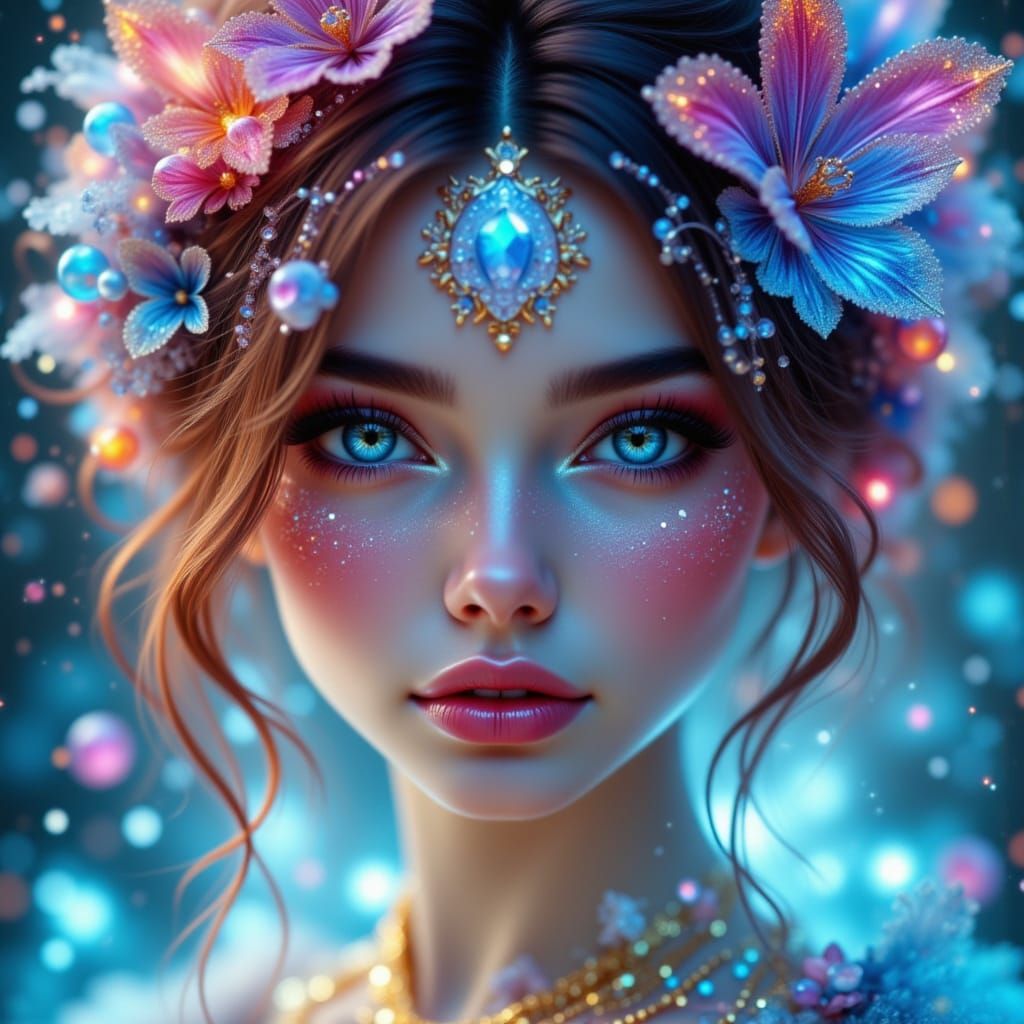 Rainbow Doll Woman in Superflat Fantasy Style