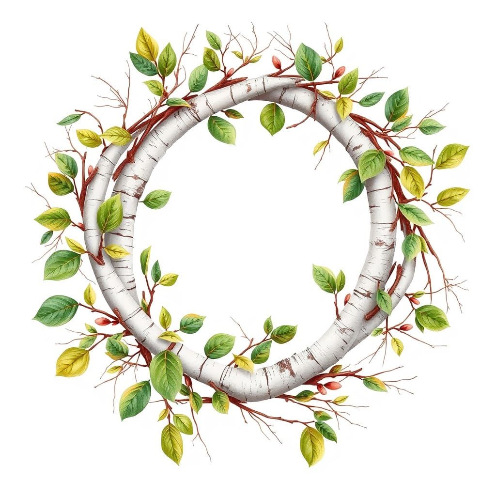 Ultra-Realistic White Birch Branch Wreath in Photorealistic ...