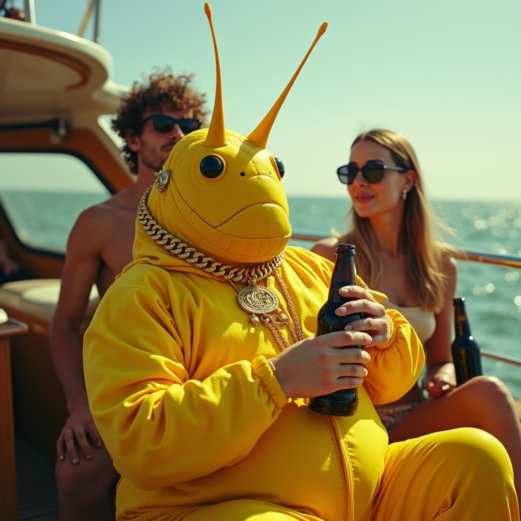 Roach Rapper on Yacht, Cinematic Film Still