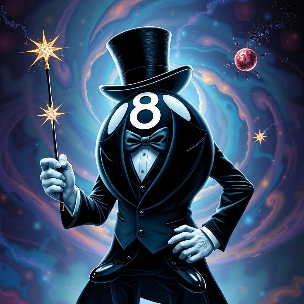 Majestic Anthropomorphic Magic 8 Ball in Velvet Magician's A...