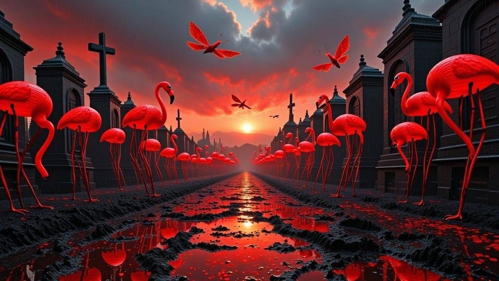 Plastic Flamingo Cemetary