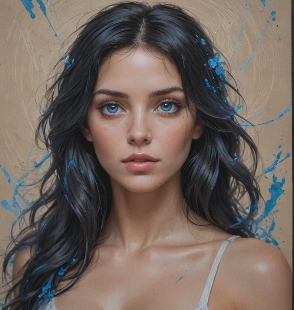 Chalk Portrait of a Woman in Art Nouveau Style