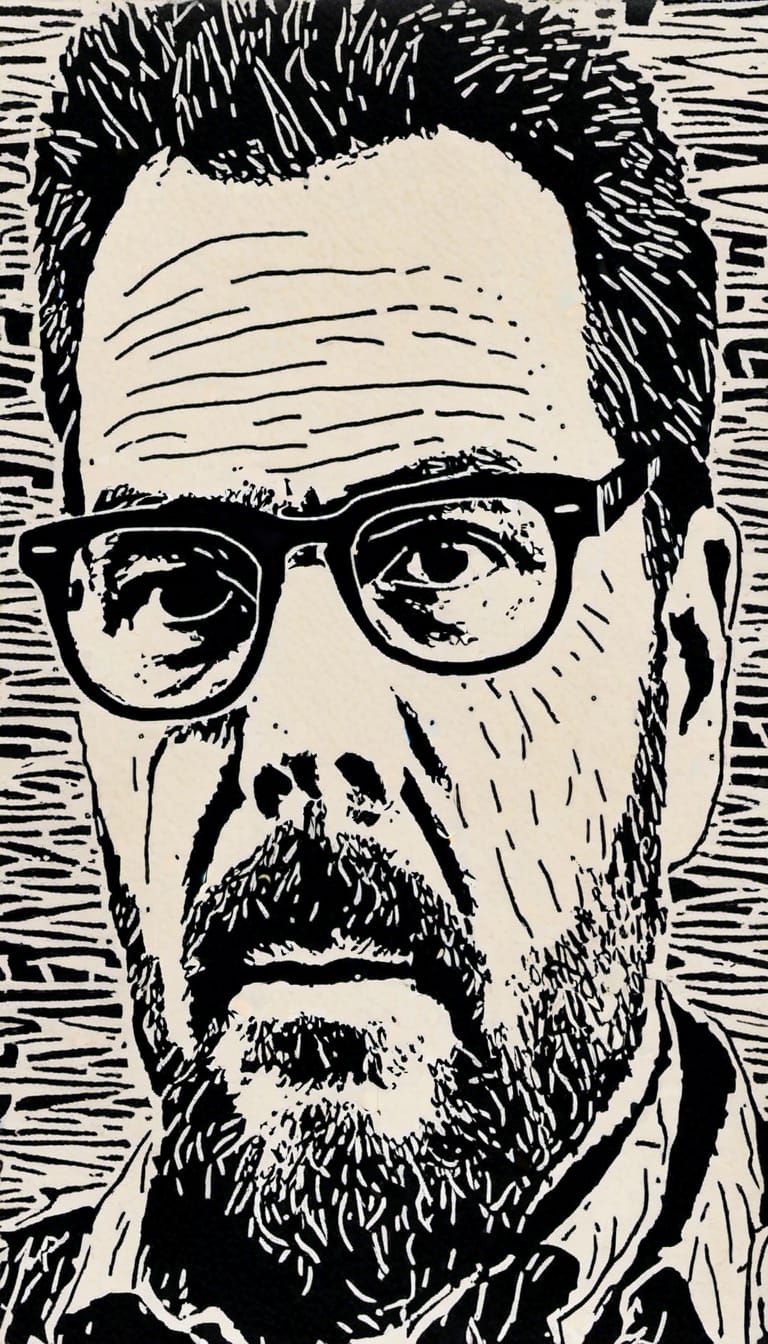 Woodcut Portrait in the Style of Barry Moser