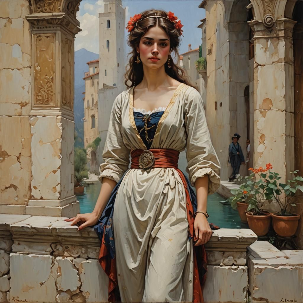 Elegant Woman in Oil Painting Style