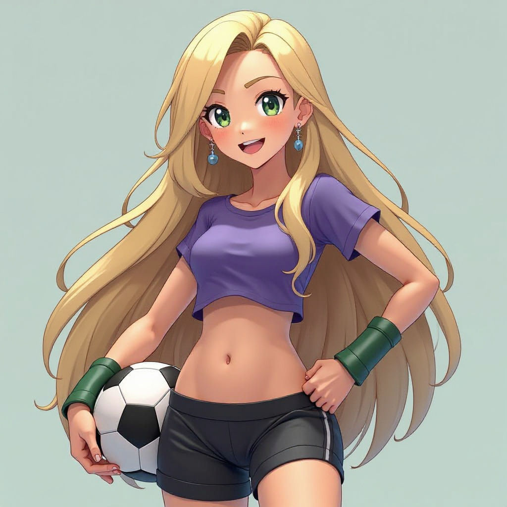 Anime Pokemon Trainer with Soccer Ball in 3D
